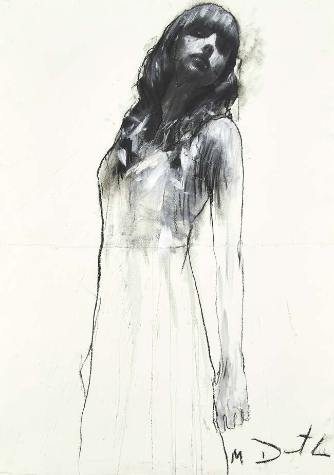 
	
		Mark Demsteader, 
		British b.1963-
		 
		Portrait of a girl; 
		 
		charcoal and...