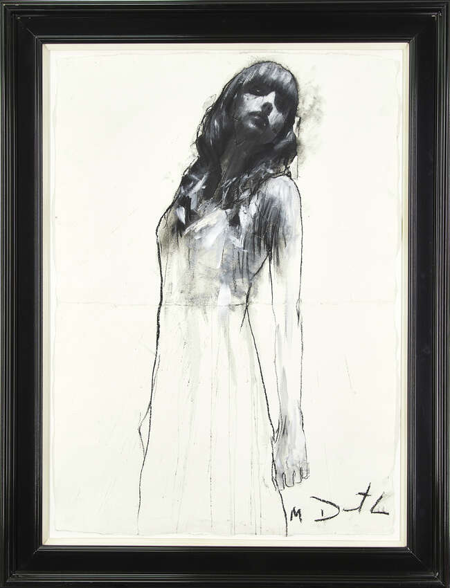 
	
		Mark Demsteader, 
		British b.1963-
		 
		Portrait of a girl; 
		 
		charcoal and...
