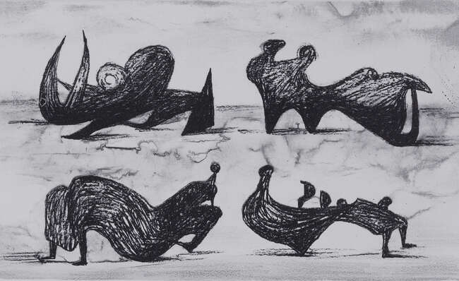 
	
		Henry Moore OM CH FBA,
		British 1898-1986-
		 
		Four Silhouette Figures [Cramer...