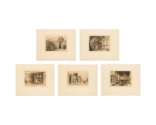 Charles Oliver Murray, British, 1842-1923 
Five views of Oxford Colleges;
The Chapel, Front...