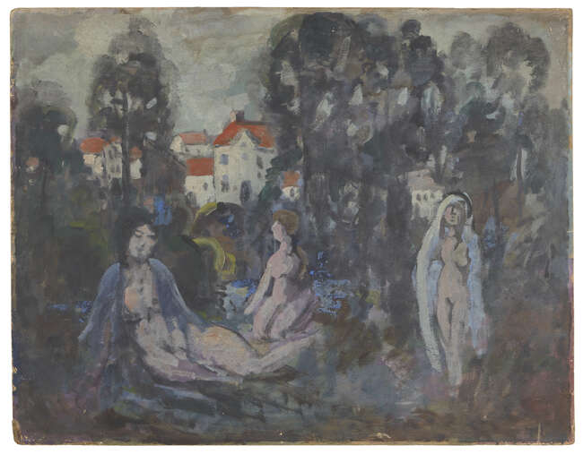 
	
		Harry Phelan Gibb, 
		British 1870-1948 - 
		 
		Pastoral scene, 1916 (with &#39;Five Men...