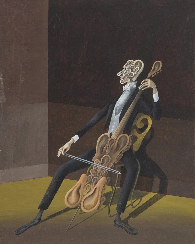 Ronald Ferns, British 1925–1997 - Cellist; oil on board, 44.5 x 35.5 cm (ARR) 