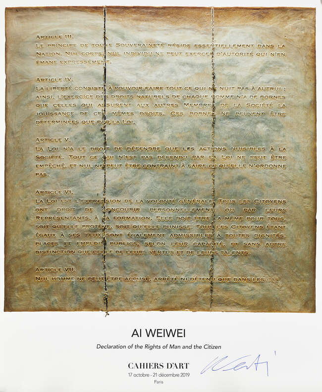 
	
		Ai Weiwei, 
		Chinese b.1957- 
		 
		Declaration of the Rights of Man and the...