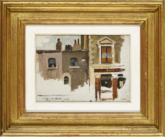 
	
		Clifford Hall RBA ROI, 
		British 1904-1973-
		
		Shuckburgh Arms, Chelsea, 1931;
		
		