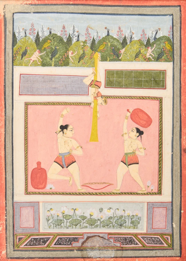 An illustration to a Ragamala series : Desakh raga, Bundi, Rajasthan, North India, 18th...