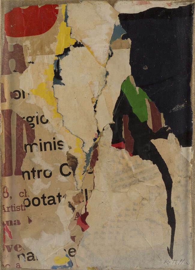 Mimmo Rotella,
 
Italian 1918-2006-
 
 
Manifesto d'artista, 1958; 
 
 
décollage on canvas,...