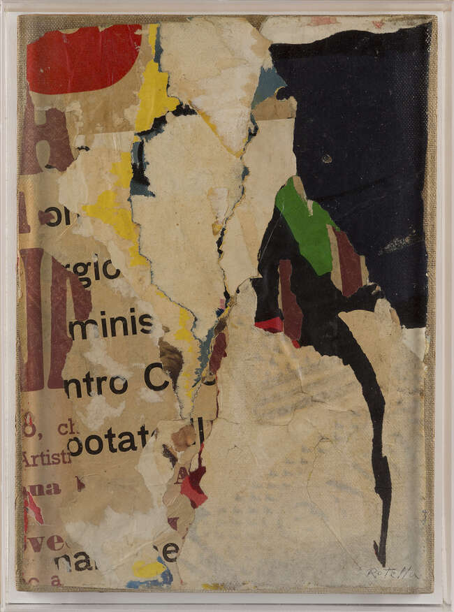 Mimmo Rotella,
 
Italian 1918-2006-
 
 
Manifesto d'artista, 1958; 
 
 
décollage on canvas,...