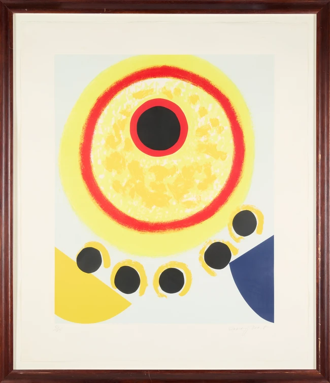 Sir Terry Frost RA, British, 1915-2003
Five Black Moons, 1999;
screenprint in colours on Arches...
