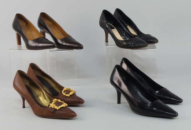 
	
		Nine pairs of ladies shoes by Gucci, Prada, Christian Dior, Patrick Cox and Yves Saint...