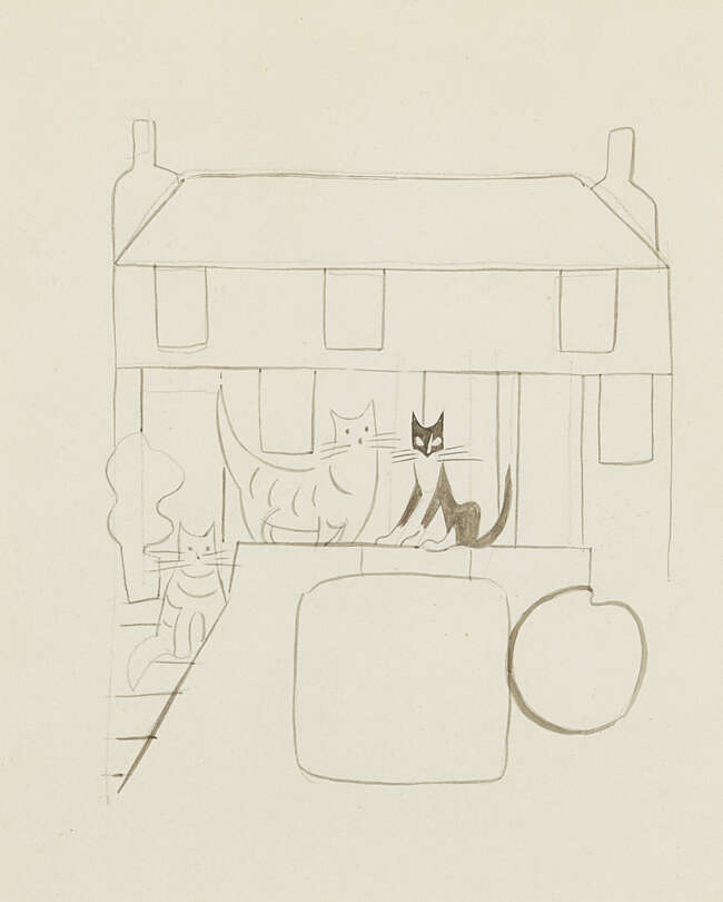 WITHDRAWN RTO Anne Harriet Sefton Fish,
British 1890-1964 - 
 
Cats on the doorstep of a...