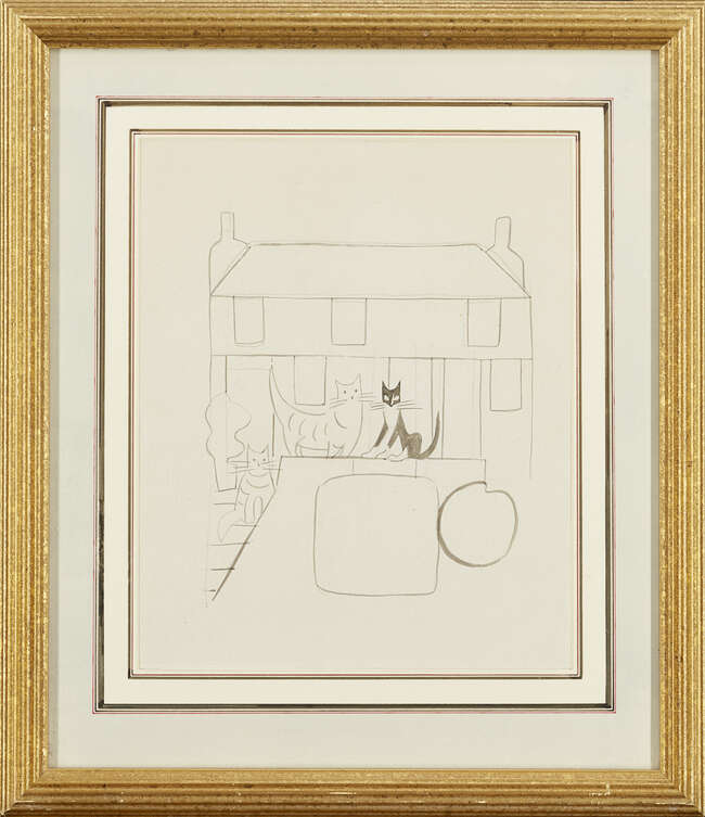 WITHDRAWN RTO Anne Harriet Sefton Fish,
British 1890-1964 - 
 
Cats on the doorstep of a...