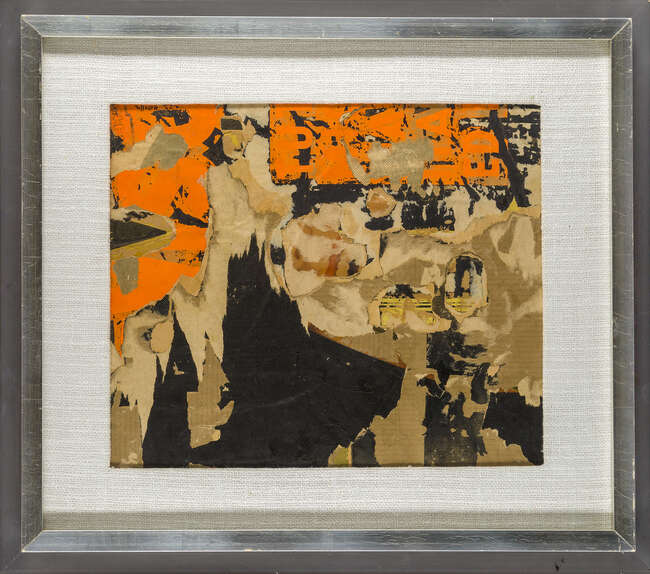 Mimmo Rotella,
 
Italian 1918-2006-
 
 
Untitled, 1956;
 
 
décollage on hardboard (faesite),...