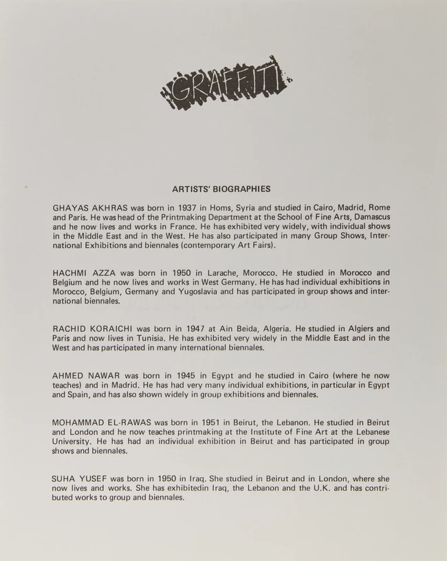 A portfolio of four miniature etchings by Contemporary Arab artists, Hachmi Azza, Ghyas Akhras...