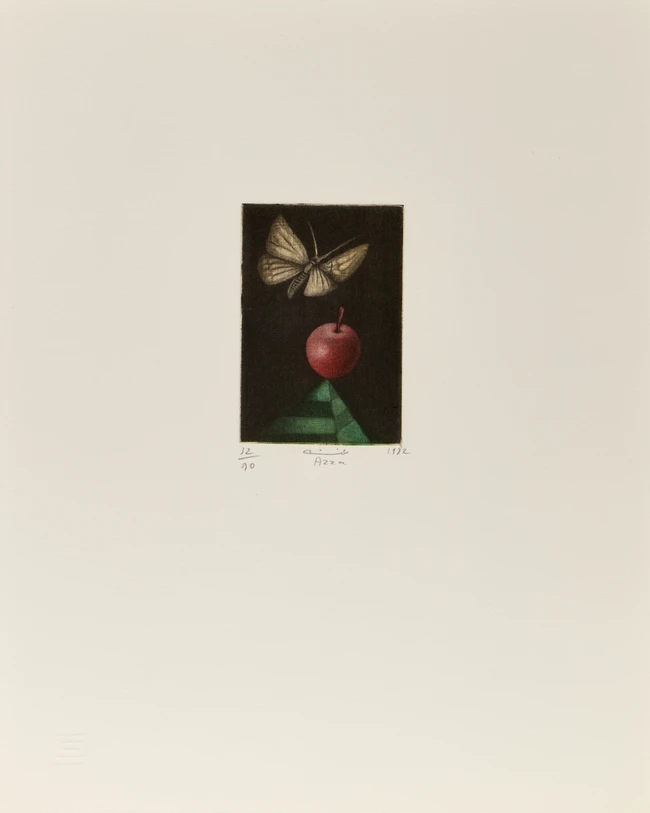 A portfolio of four miniature etchings by Contemporary Arab artists, Hachmi Azza, Ghyas Akhras...