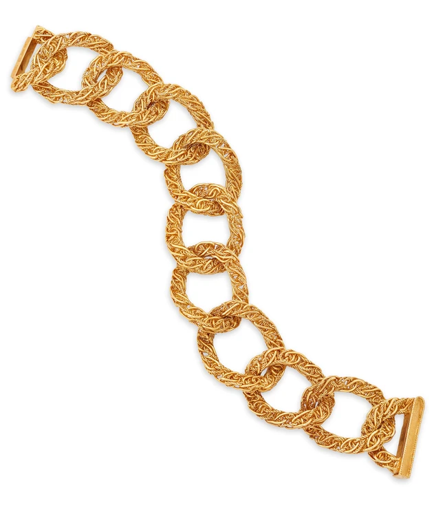 Gay Frères. An 18ct gold bracelet, composed of large curb links, each made of twisted wires,...