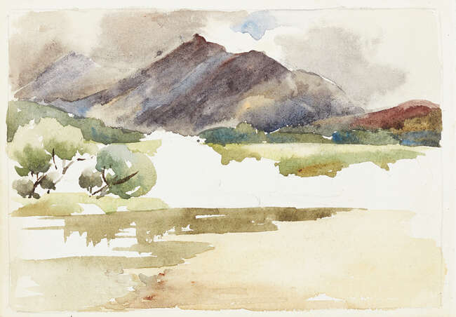 
	
		John Terris RSW, 
		Scottish 1865-1914- 
		 
		Landscape; Studies of cows (verso);...