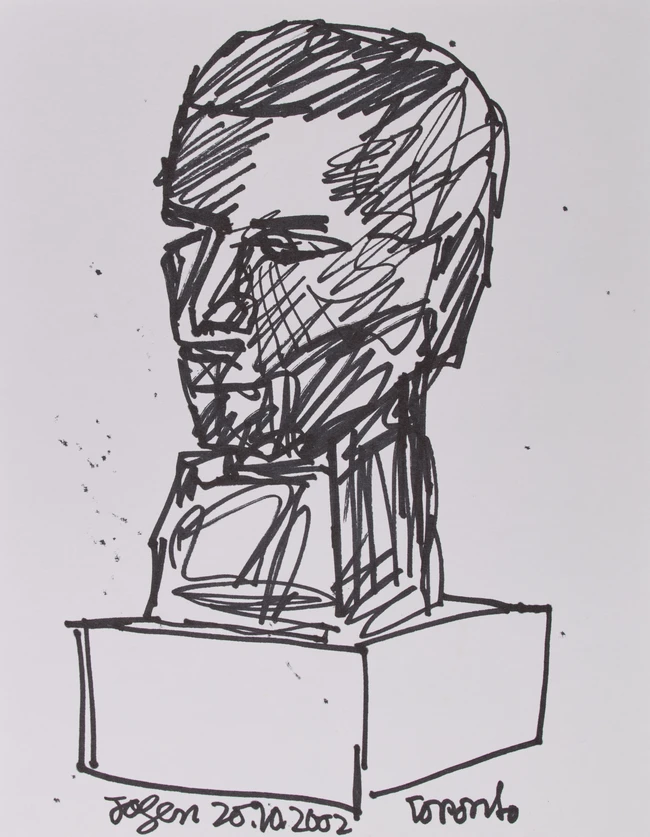 Jogen Chowdhury, (Indian b. 1939-),Five ink studies: Bearded man (Toronto); Standing woman; Head...