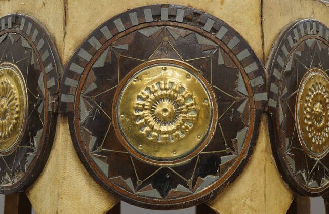 
	
		Carlo Bugatti (1856-1940), 
		 
		Octagonal side table, circa 1900, 
		Hammered...