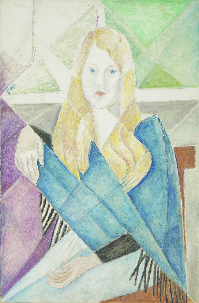 
	
		Marie Vorobieff Marevna, Russian, 1892-1984- Blonde lady in blue wrap, c.1960; oil and...