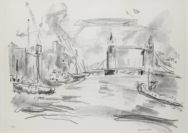Oskar Kokoschka CBE, Austrian 1886-1980, Tower Bridge II, 1967; monochrome lithograph on wove, 
