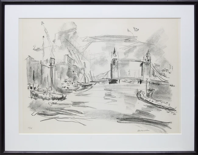 Oskar Kokoschka CBE, Austrian 1886-1980, Tower Bridge II, 1967; monochrome lithograph on wove, 