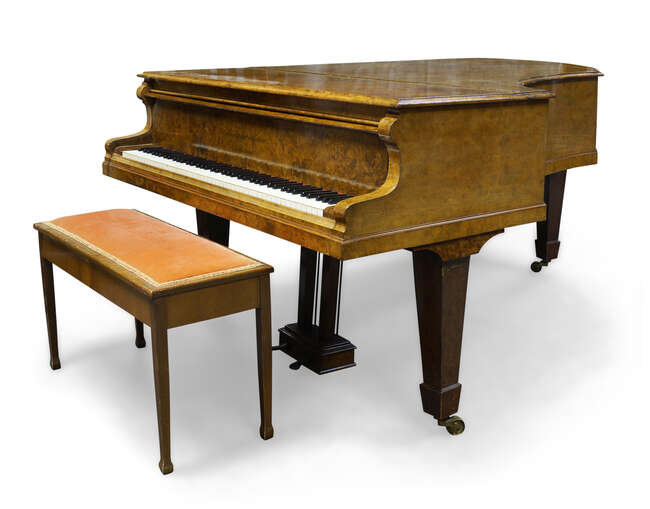 
	
		Schiedmayer & Soehne, Stuttgart, a walnut grand piano, early 20th Century, with serial...