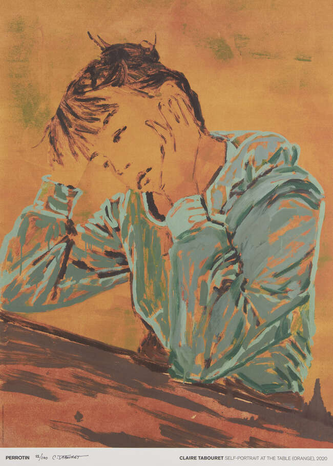 
	
		Claire Tabouret, 
		French b.1981- 
		 
		Self-Portrait at the Table (Orange), 2020;...