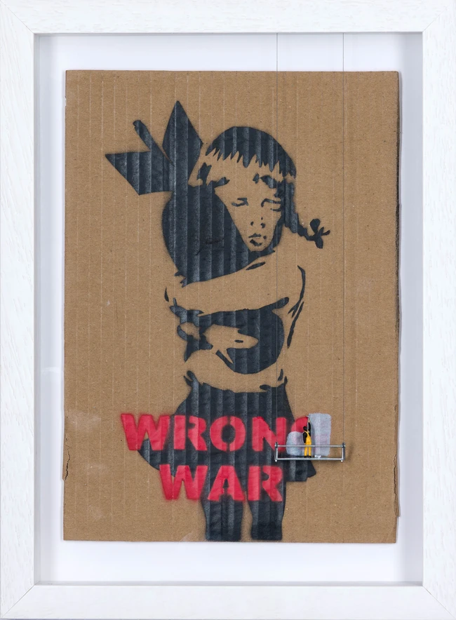 Roy's people, British, 21st Century, 
Wrong war, Scrubbed out bomb hugger; 
Three stencil...