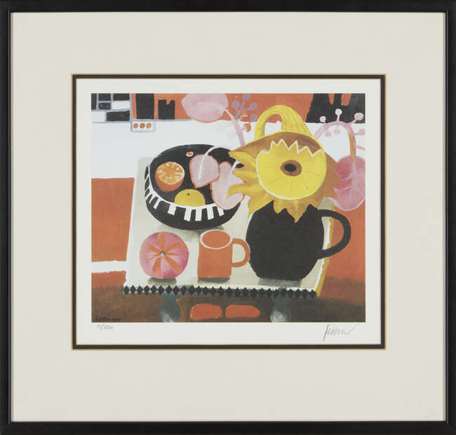 
	
		After Mary Fedden OBE RA RWA, 
		British 1915-2012- 
		 
		The Tabac Jar and Orange...