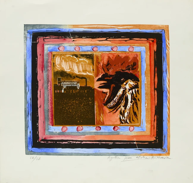 Michael Rothenstein RA, British 1908-1993, Cockerel & Factory; Christmas; Butterfly; The...