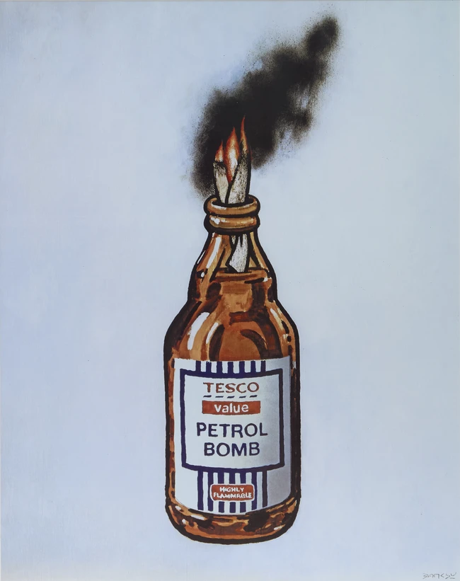 Banksy, British, 1974, 
Tesco Petrol Bomb, 2011; 
offset lithograph in colours, signed in the...