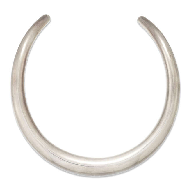 
	
		Georg Jensen, a silver choker torc design collar by Anne  Ammitzball for Georg Jensen,  