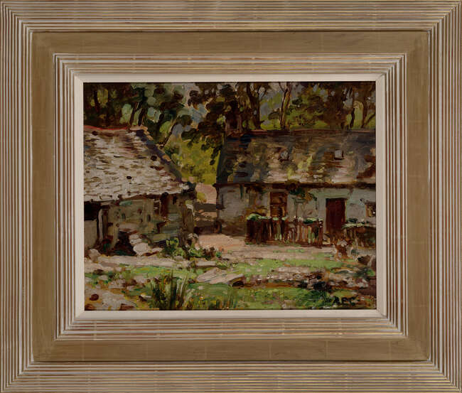 
	
		Alfred Egerton Cooper RBA, 
		British 18831974 - 
		 
		Cottages; 
		 
		oil on...