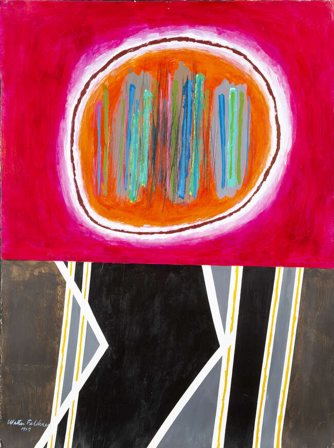 
	
		Walter Feldman, 
		American b.1925 -2017- 
		 
		Untitled Abstract, 1967; 
		 
		oil...