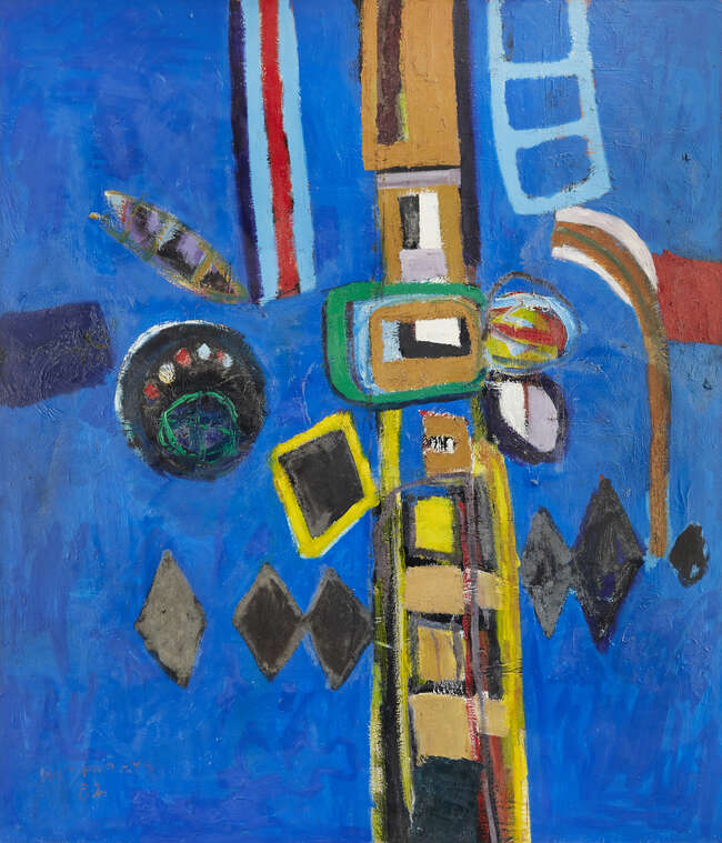 
	
		Ian Humphreys, 
		British b.1956  
		 
		Juggling, 1982; 
		 
		oil on canvas, signed...