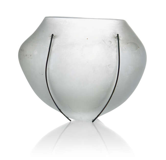 
	
		Anna Dickinson (British 1961-), a frosted glass bowl 
		c.1980, unsigned 
		A rounded...