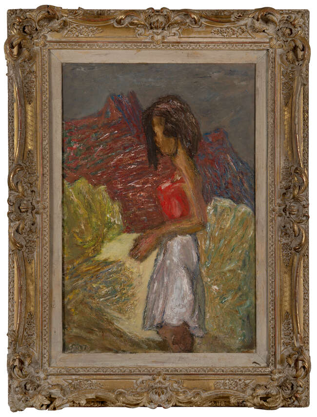 
	
		Henryk Gotlib, 
		Polish/British 1890-1966 - 
		 
		Standing woman, 1948; 
		 
		oil...