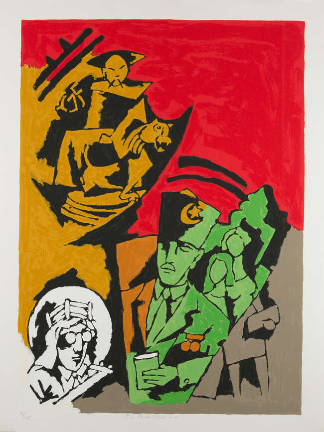 
	
		A group of 5 serigraphs from the OPCE series by Maqbool Fida Husain (India 1913-2011),...