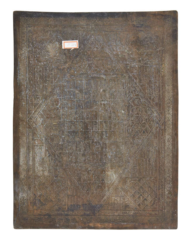 
	
		A group of six copper printing plates, Iran, late 19th century, in Arabic and with...