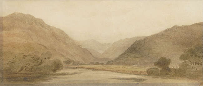 
	
		Thomas Girtin, 
		British 1775-1802- 
		 
		Llangltyd, near Dolgelly;
		 
		