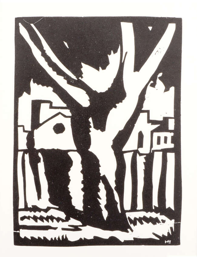 
	
		Horace Ascher Brodzky, 
		Australian/British 18851969- 
		 
		Untitled (tree/house),...