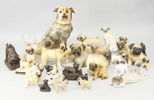 
	
		A Beswick porcelain model of a Pug dog, 20th century, with printed marks to base, 12cm...