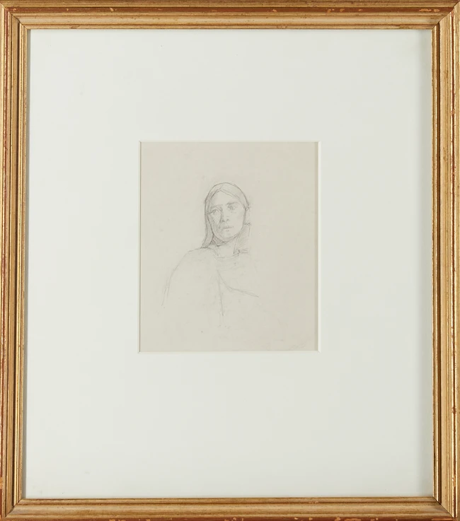 Henri Edmond Cross, French 1856-1910- 
Portrait of a Woman; 
pencil on paper, bears studio...