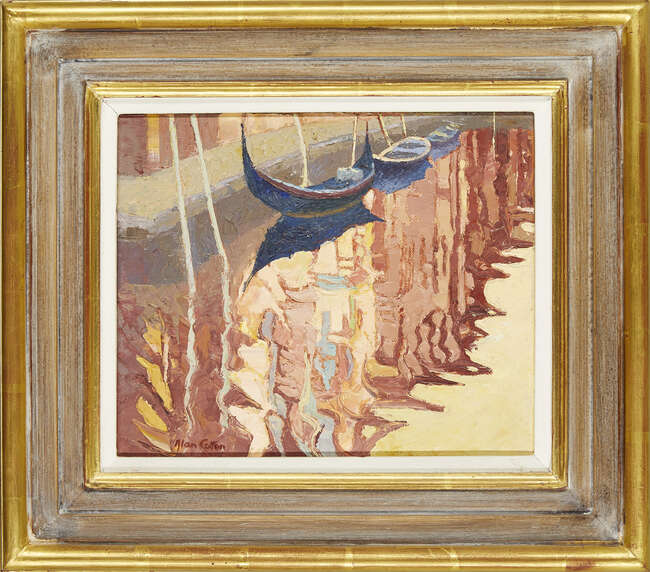 
	
		Alan Cotton, 
		British b.1936- 
		
		Venice Facade Reflection, 1997;
		 
		oil on...