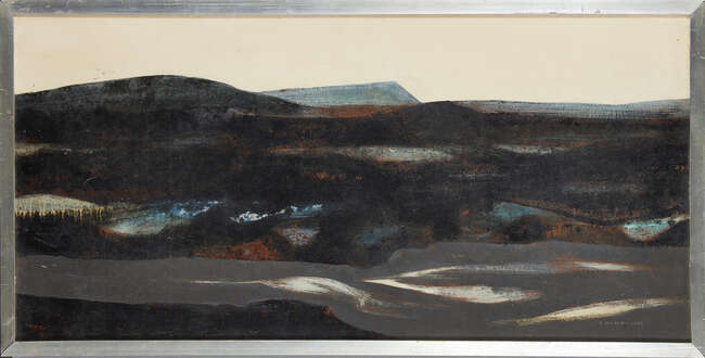 
	
		Robert Groves, 
		British b.1935- 
		 
		Mountain landscape, 1965; 
		 
		mixed...