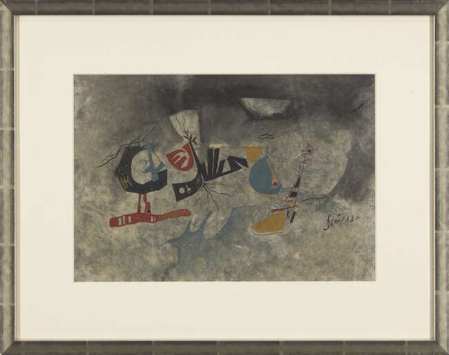
	
		Sunil Das (Indian, 1939 - 2015), Untitled (Abstract), Mixed media on rice paper laid on...