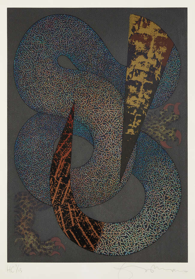 
	
		Tom Phillips CBE RA,  
		British b.1937-
		 
		Schism & Skin Game;
		 
		