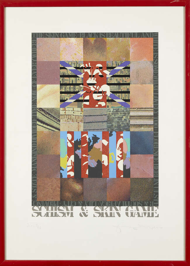
	
		Tom Phillips CBE RA,  
		British b.1937-
		 
		Schism & Skin Game;
		 
		