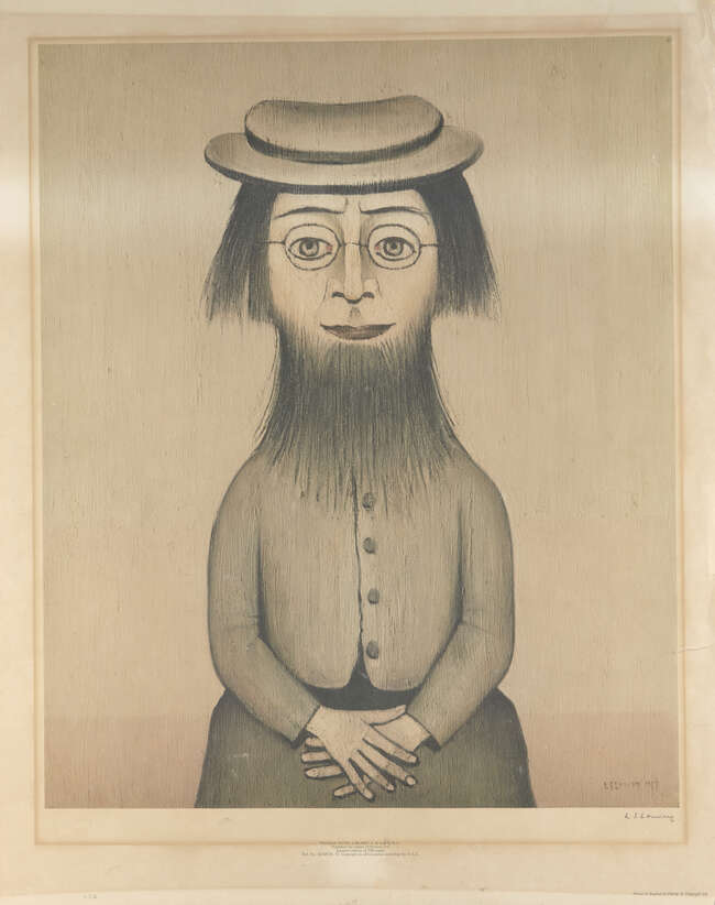 Laurence Stephen Lowry RBA RA, British 1887-1976, Woman with Beard, 1975; offset lithograph on wove,...