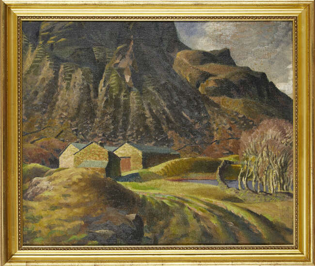 
	
		Bloomsbury School, 
		early-mid 20th century- 
		 
		Upland Farm, c.1920; 
		 
		oil...